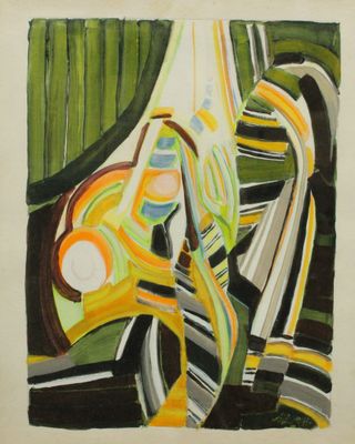 une image représentant un tableau d'une femme vêtue d'une robe jaune et noire