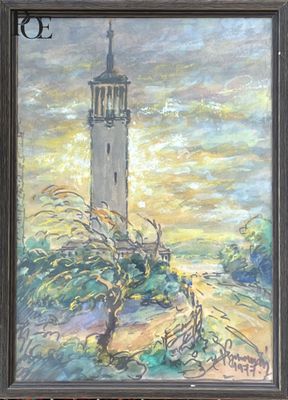 Ivan VYDARENY (1887-1982), JPaysage à la tour, 1977