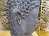 a sculpture of a head with a bunch of hair on top of it