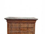 an old wooden chest with marble top on a white background