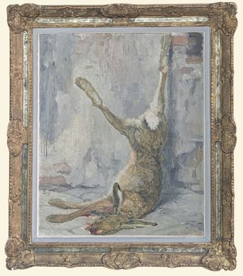 Edgar MAXENCE (1871-1954) "Trophée de lièvre sur un entablem…