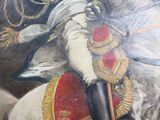 a painting of a man riding a white horse