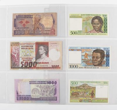Billets - Madagascar - Collection de 15 billets avec 5 Franc…