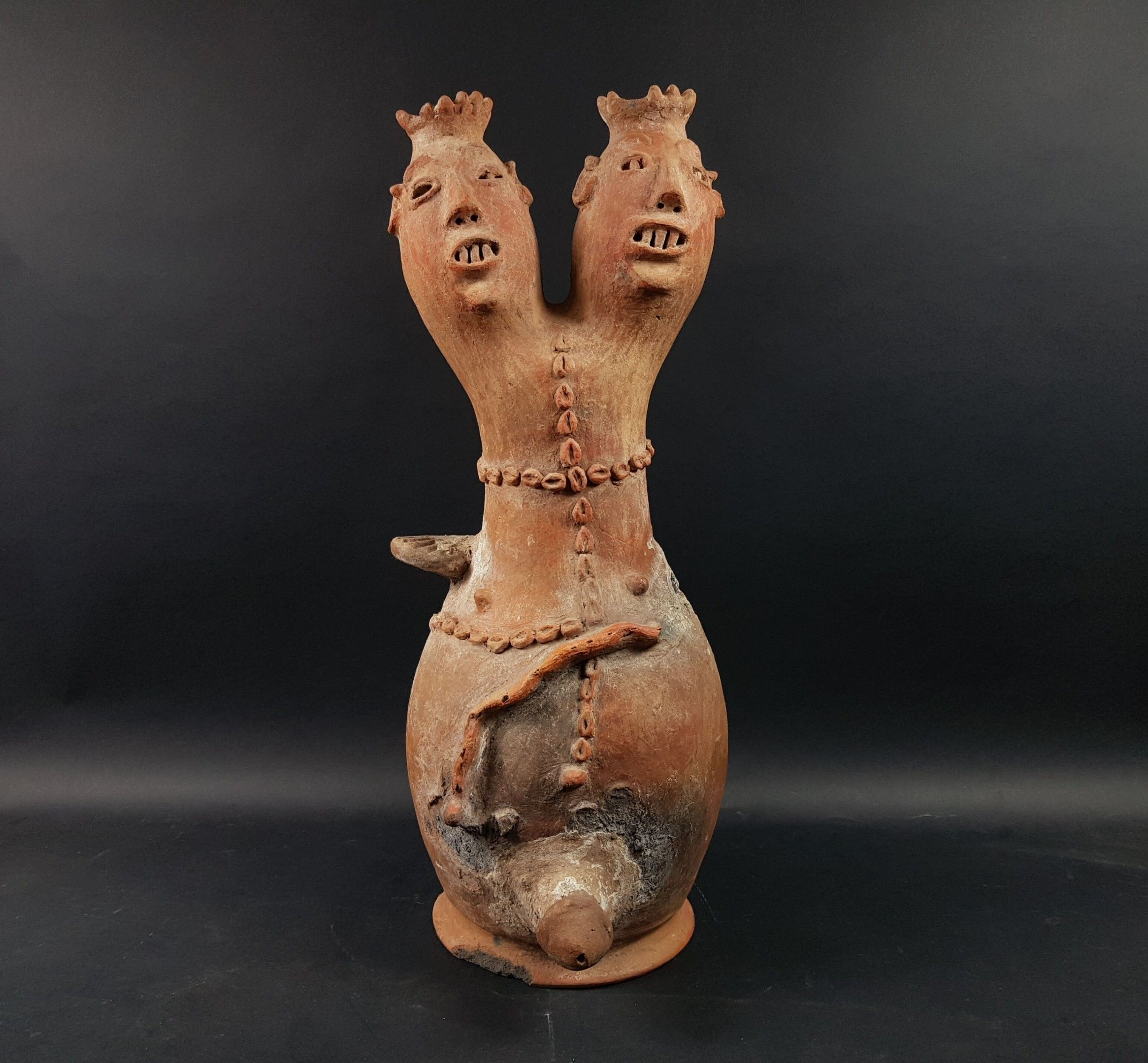 Statue Adja Ewe Vaudou en Terre-Cuite - 71 cm