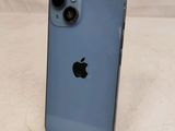 the back of a blue iphone with a camera on top of it
