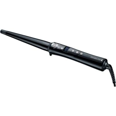 a black curling iron on a white background