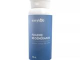 a bottle of easylubb poudre regenerant on a white background