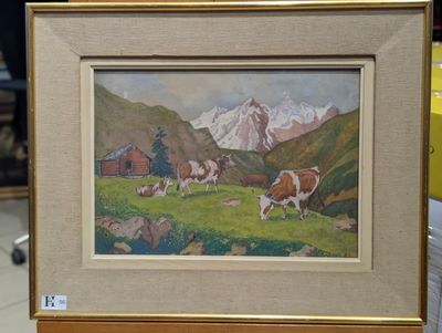 Huile sur toile, Les vaches, sbd - Dim.