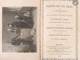 an old book with a picture of a group of people in it
