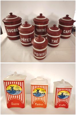 many containers and containers that are sitting on a table