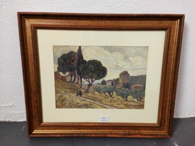 Joseph HURARD : "Paysage de Provence animé".