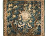 an image of a tapestry with birds and trees in a forest