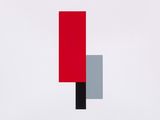 an image of a red, black, and grey square on a white background