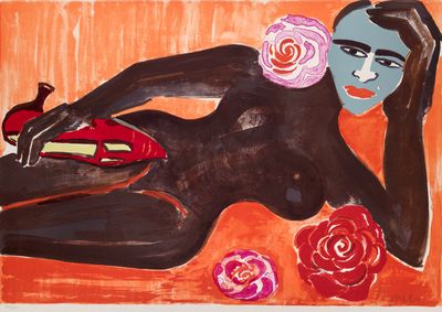 une image représentant un tableau où l'on voit une femme allongée sur un lit de roses
