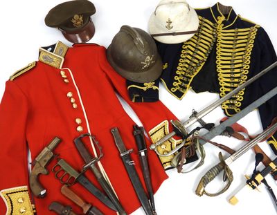 a lot of military items that are on a table