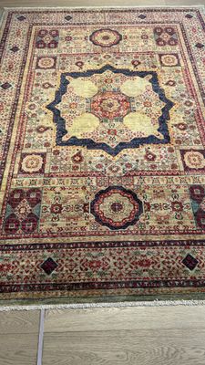 Tapis Afghan Mamlouk couleur vert, pastel 236 x 174