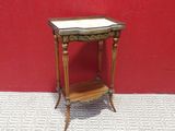 dollhouse miniature table with marble top and legs