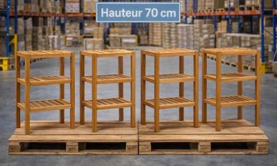 Lot de 4 étagères 3 niveaux en bois hauteur 70 cm