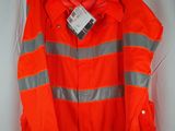 an orange jacket with reflective reflective stripes on it