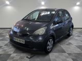 a picture of a toyota aygo parked in a garage
