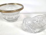 a glass bowl and a glass bowl on a table