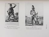 two pictures of a man holding a bow and a woman holding a sword