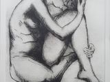 an image of a drawing of a naked man sitting on the ground
