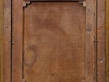 an old wooden picture frame with a picture of a cat in it