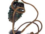 an image of a sculpture of a horse ' s head on a rope