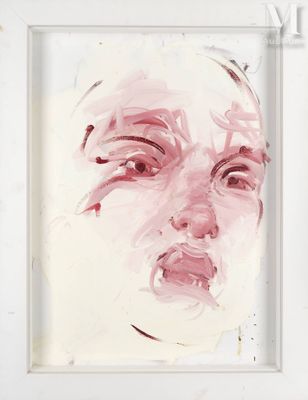 une image représentant un tableau représentant le visage d'une femme dans un cadre blanc