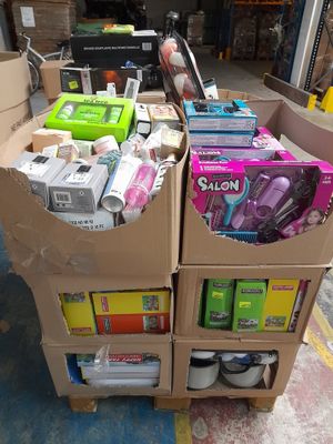 a carton full of supplies in a garage