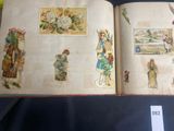 an open book with pictures of people and animals on it
