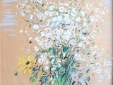 une peinture représentant un bouquet de fleurs dans un vase
