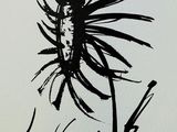 a black and white drawing of a flower on a white paper