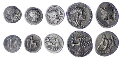 an image of a collection of ancient roman coins on a white background