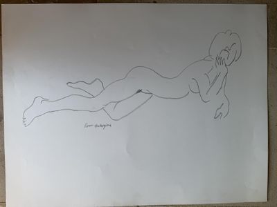 Pierre AMBROGIANI (1907-1985). "Nu féminin allongé".