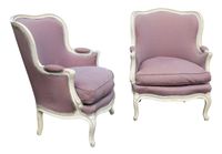 Paire de bergères gondoles de style Louis XV en bois mouluré…