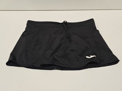 a black skirt with a white logo on the side