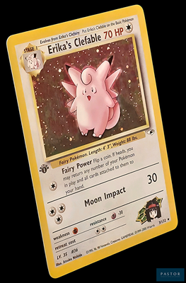 une carte Pokémon sur laquelle figure un Pokémon rose