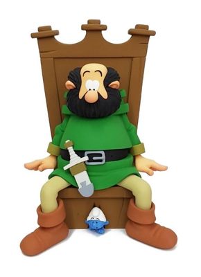 une figurine d'un homme assis sur une chaise