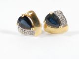 paire de boucles d'oreilles en or jaune 18 carats, ornées de saphirs bleus et de diamants