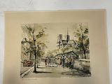 a painting of a street scene with people walking on it