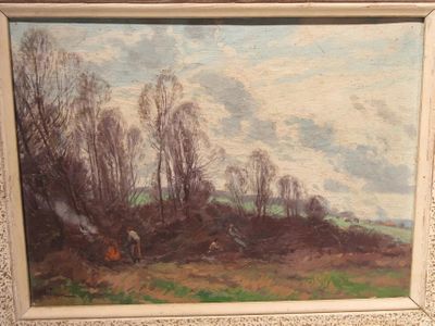 a picture of a painting of a landscape with trees