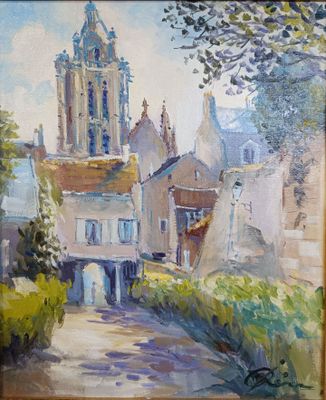 Ecole de Pontoise Saint Maclou depuis le jardin de la Ville,…