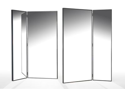 three mirrors are shown in a row on a white surface