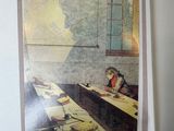 a picture of a picture of a woman sitting at a table
