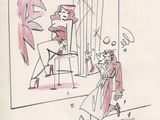 dessin représentant un homme et une femme devant un miroir
