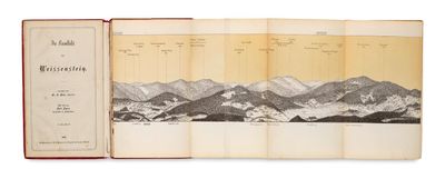 un livre ouvert sur lequel figure l'image d'une chaîne de montagnes
