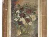 une image d'une peinture de fleurs dans un vase sur une table