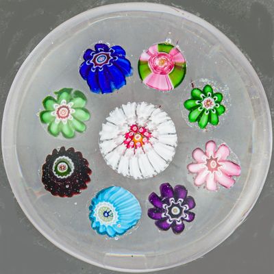 une assiette sur laquelle sont disposées de nombreuses fleurs de différentes couleurs